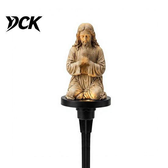 Outdoor Decorative Statues Solar Prayer Statue Garden Stake Light, Waterproof Resin Human Figure Sculpture for Patio Backyard Figures Lawn Pathway
