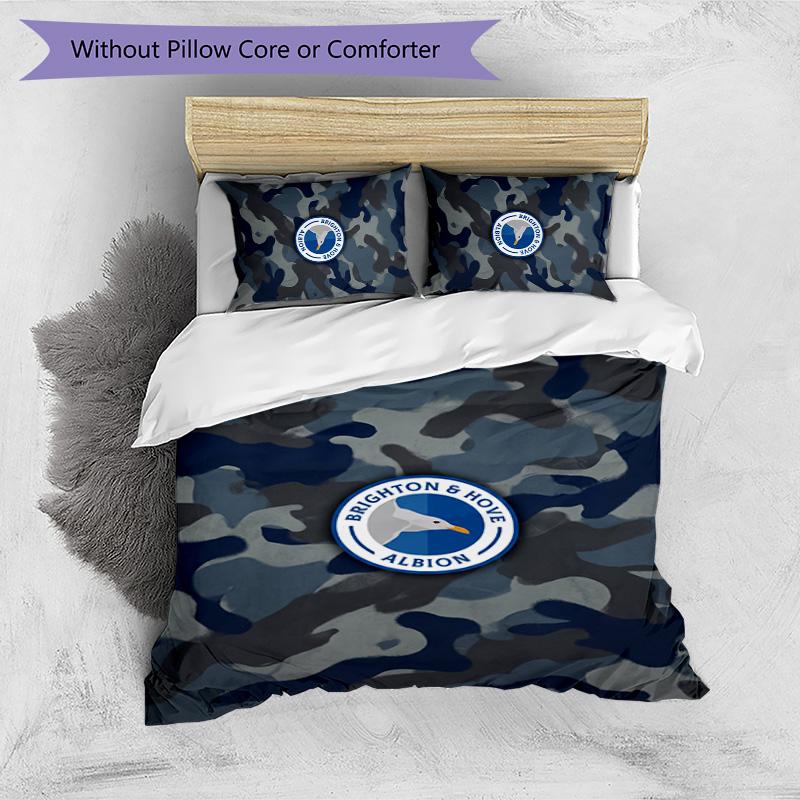 Brighton & Hove Albion Football Printed 3 Pieces Bedding Set, Comfortable Skin Friendly Bedroom Duvet Cover Set