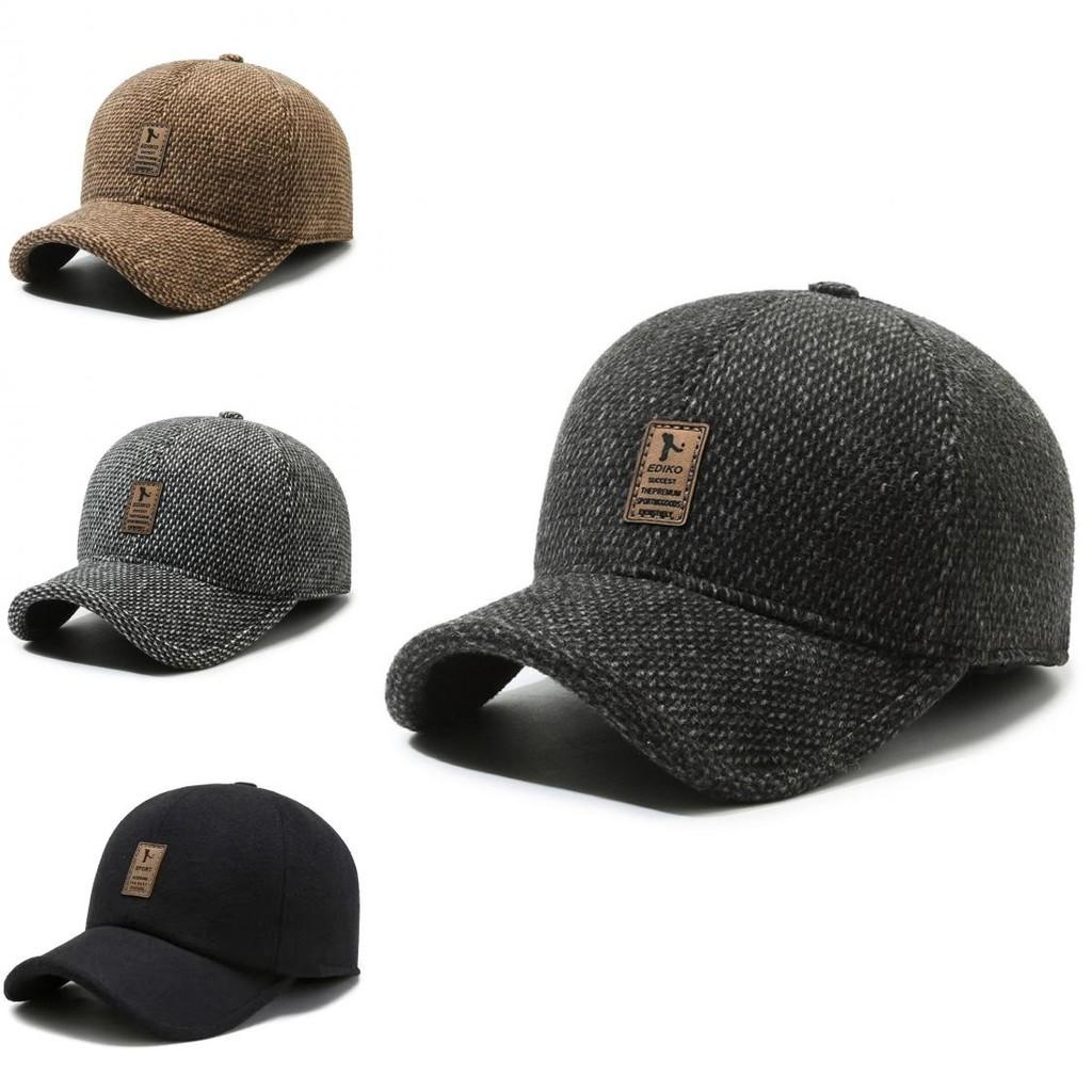 Warm Men's Winter Baseball Cap For Middle-aged Seniors In Thickened Wool Blend Design