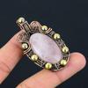 Rose Quartz Gemstone Pure Copper Wire Wrapped Handmade Pendant Jewelry Gift