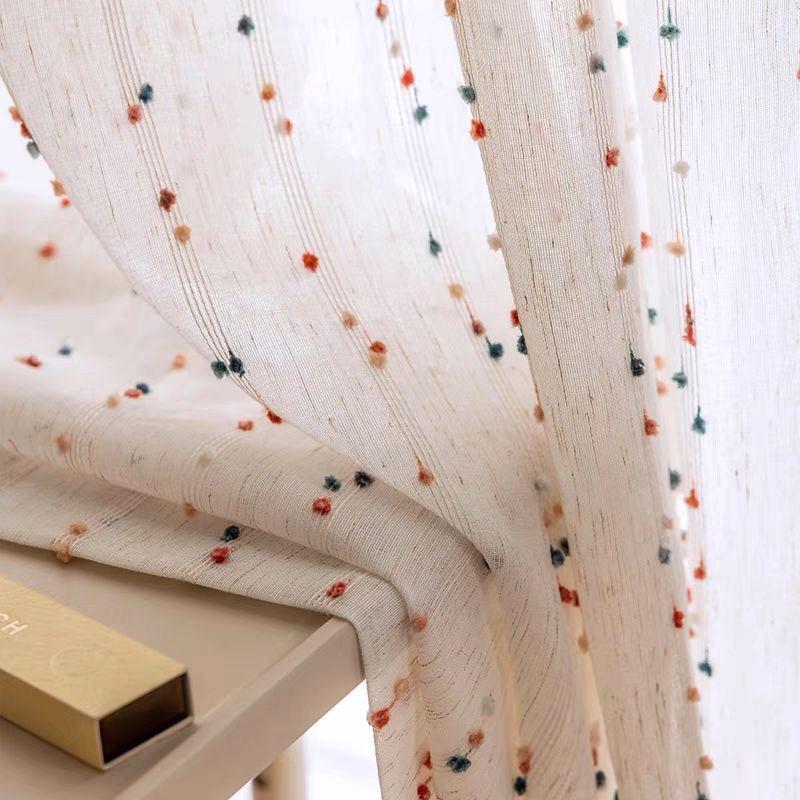 Полупрозрачные Радужные Конфетные Пряжевые Шторы: Легкий, милый солнцезащитный козырек для спальни или балкона