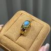 Vintage Turquoise Rings for Women Exquisite and Simple Light Luxury Fashion Zircon Inlay Blue Glossy Ring Fine Zircon