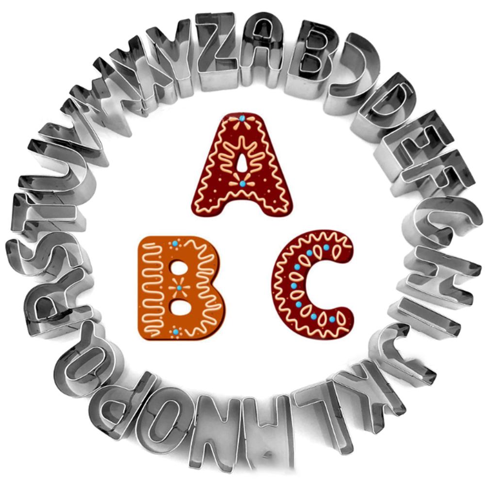 Мини-вырубки для букв Набор вырубок для букв Алфавит из нержавеющей стали Формы для выпечки Инструменты для торта