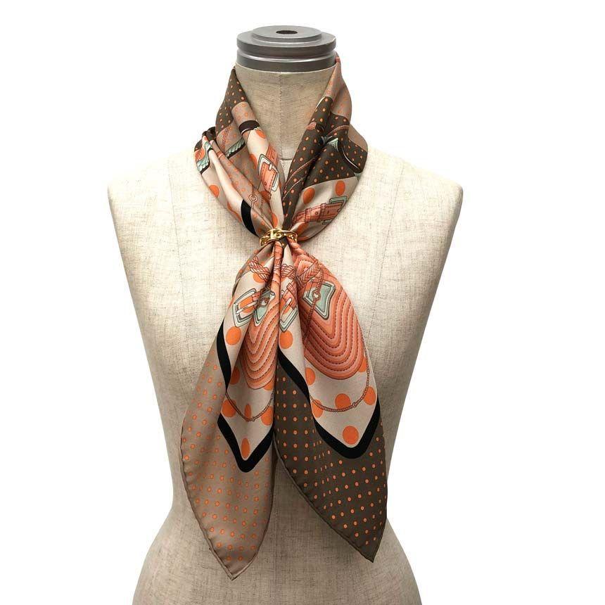 Б/у Шарф HERMES Hermes Carre 70 Clic-Clac a Pois Клик Клак Точки Винтажный Шелковый aq13086