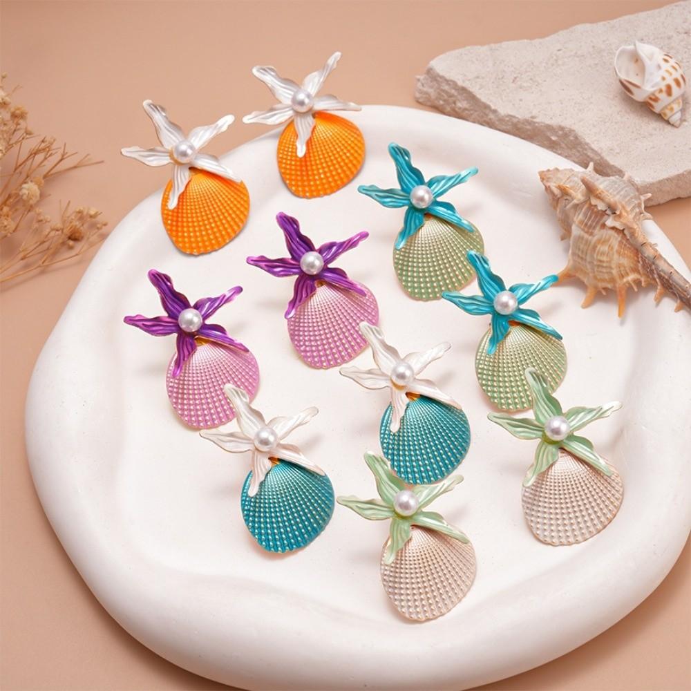Scallop Starfish Stud Earrings Bohemian Starfish Pendant Earrings Fashion Shell Drop Earrings Gift