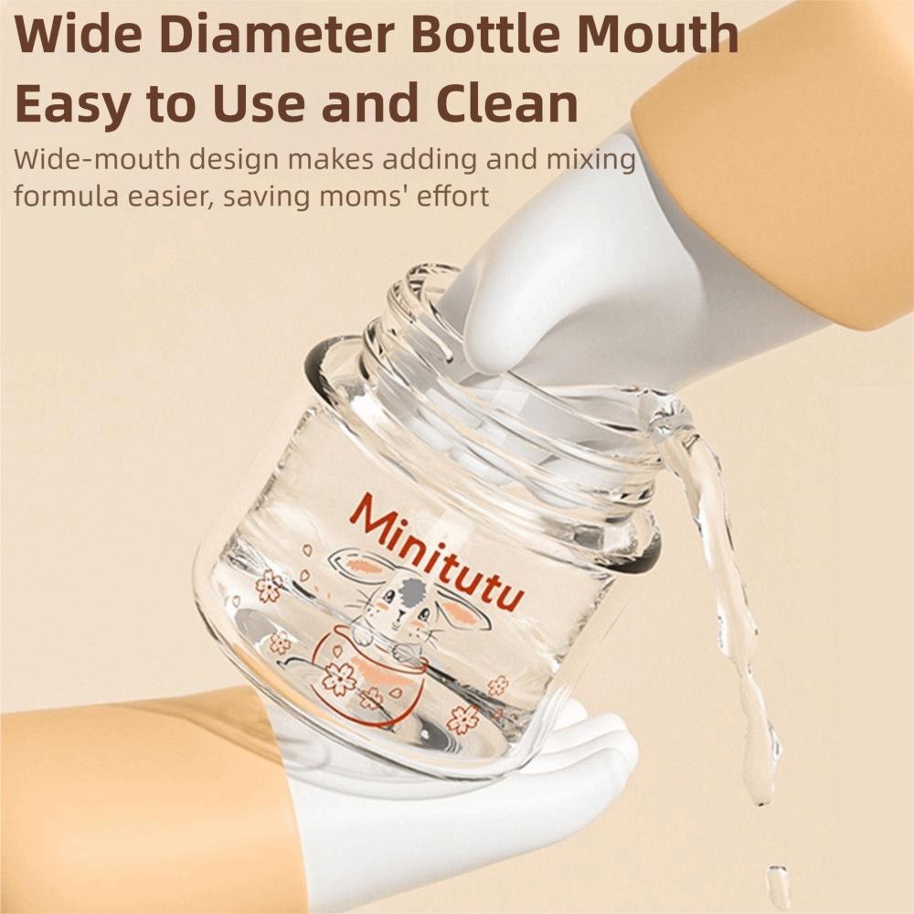 Cartoon Newborn Glass Bottle Wide Mouth Baby Milk Bottle Baby Feeding Bottle  Infant Feeding