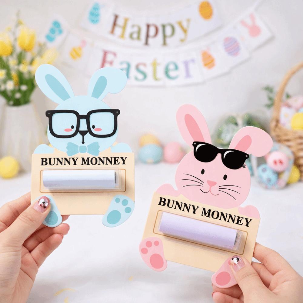 6PCS/SET Cartoon Easter Cash Holder Portable Decorative Bunny Banknote Card Funny Paper Banknote Ornament Easter Celebration