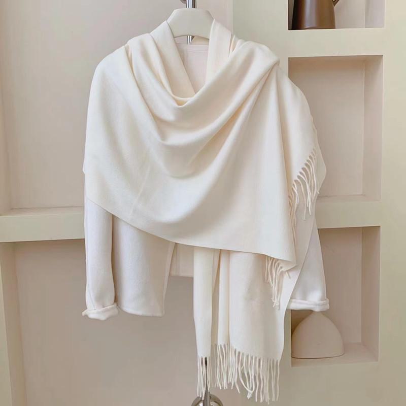 Women's Winter Japanese & Korean Solid Color Shawl - Premium Imitation Cashmere, Custom Logo, Long Autumn/Winter Scarf