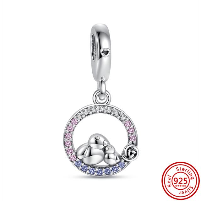 925 Серебряный Фламинго Павлин Сова Пингвин Птицы Мультфильм Мода Шарик Подходит Подвески Браслет Женщины DIY Ювелирные Изделия