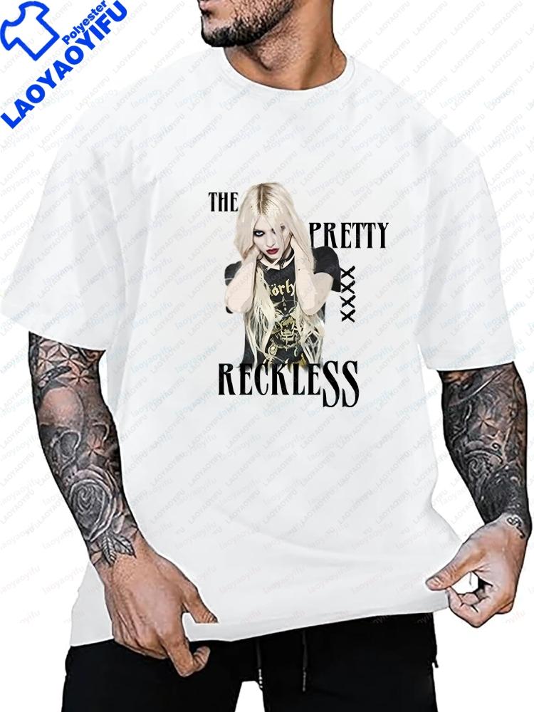 THE PRETTY RECKLESS Рок-группа Летний Тренд Харадзюку Короткий Рукав Унисекс и Унисекс Универсальный Рисунок Рубашки Большая Футболка