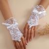 Тонкие сетчатые перчатки без пальцев с бантом, сексуальные короткие кружевные свадебные перчатки из тюля, белые манжеты на запястья, аксессуар для вечеринки