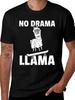 No Drama Llama Printing Men's T-Shirt Fashion Short Sleeve Cotton Tees Funny Tops Summer Sports T-shirt Men Oversize Clothing