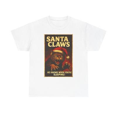 Santa Claws Creepy Cat Poster T-Shirt | Christmas Horror Tee