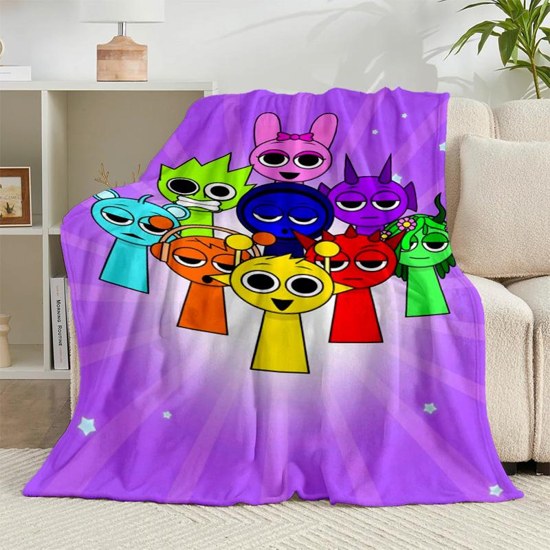 1PC Colorful Sprun-ki Robot Party Flannel Blanket Gift, Suitable for Both Men And Women, Soft Ideal for Beds And Sofa, Birthday Or Christmas Gift