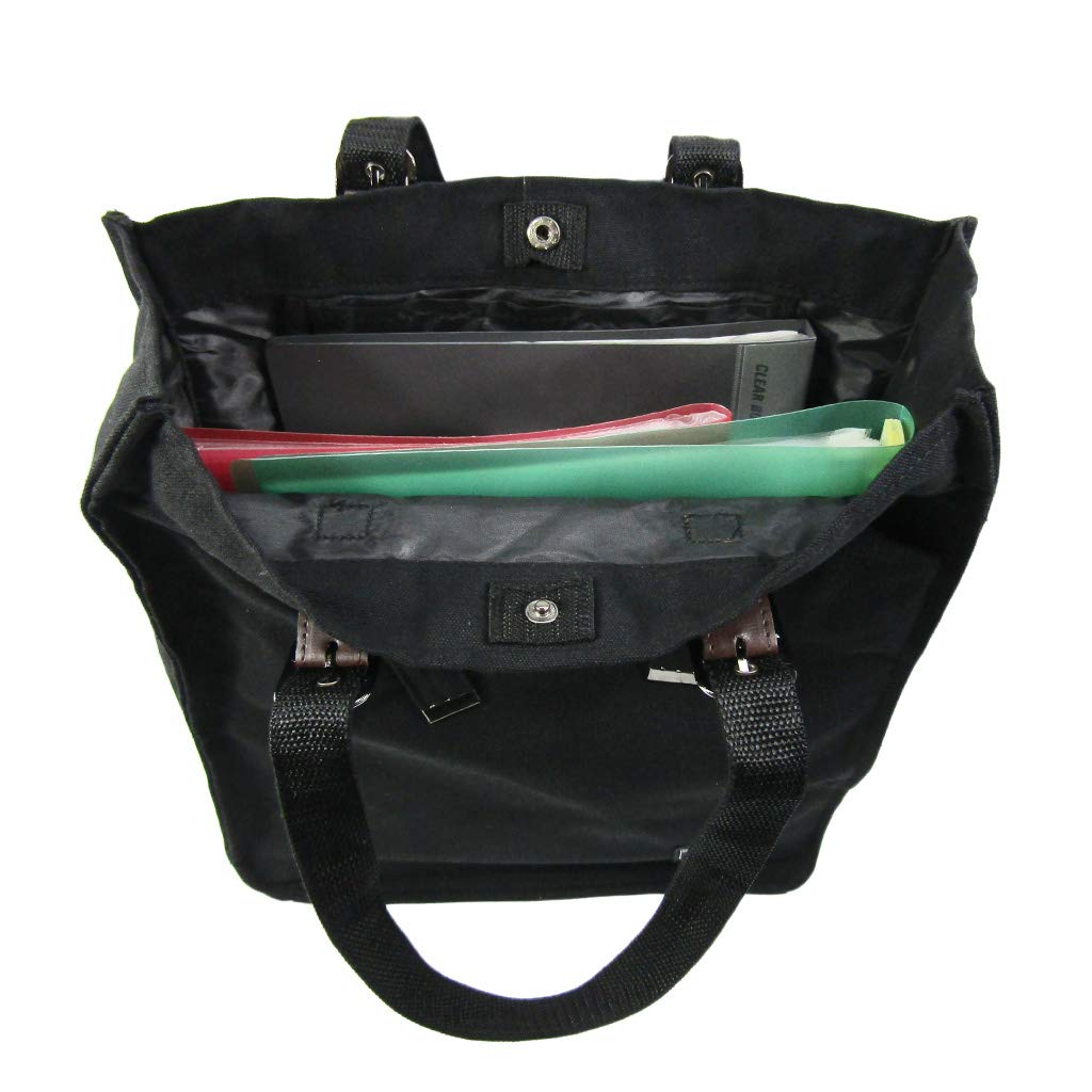 OF Холщовая сумка-тоут Сумка A4 Большая вместимость Вертикальная сумка-тоут с регулировкой длины ручки Для поездок в школу Холщовая 3W99 Черная [ABYSS TIME] AOT [Сумка-тоут