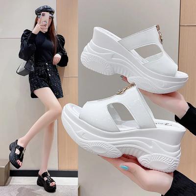 Летние шлепанцы на танкетке с толстой подошвой 10 см, женская водонепроницаемая обувь для отдыха, сандалии с открытым носком, нескользящие римские пляжные туфли