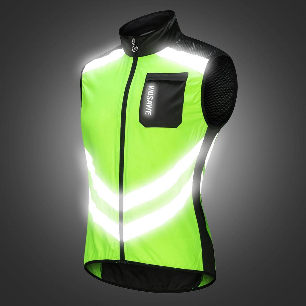 Cycling Vest WOSAWE Bike Sleeveless Gilet Windproof Hi Viz Reflective Clothing