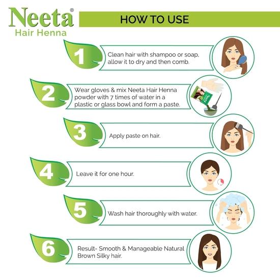 Neeta Hair Хна Натуральная краска для волос на основе хны с силой натуральных трав для гладких и шелковистых волос 25 г Натуральный коричневый (Пакет из 10)