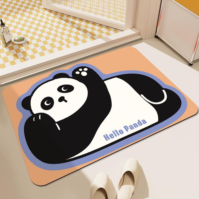 Милый коврик для ванной комнаты с животными, дверь в ванную комнату, диатомовая грязь, противоскользящий, впитывающий и грязный, мультяшный милый противоскользящий коврик для ног