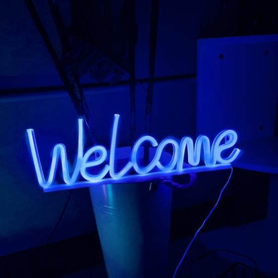 Добро пожаловать неоновая вывеска светодиодная лампа на батарейках креативная форма мерцание бесплатная декоративная прикроватная неоновая вывеска световой орнамент
