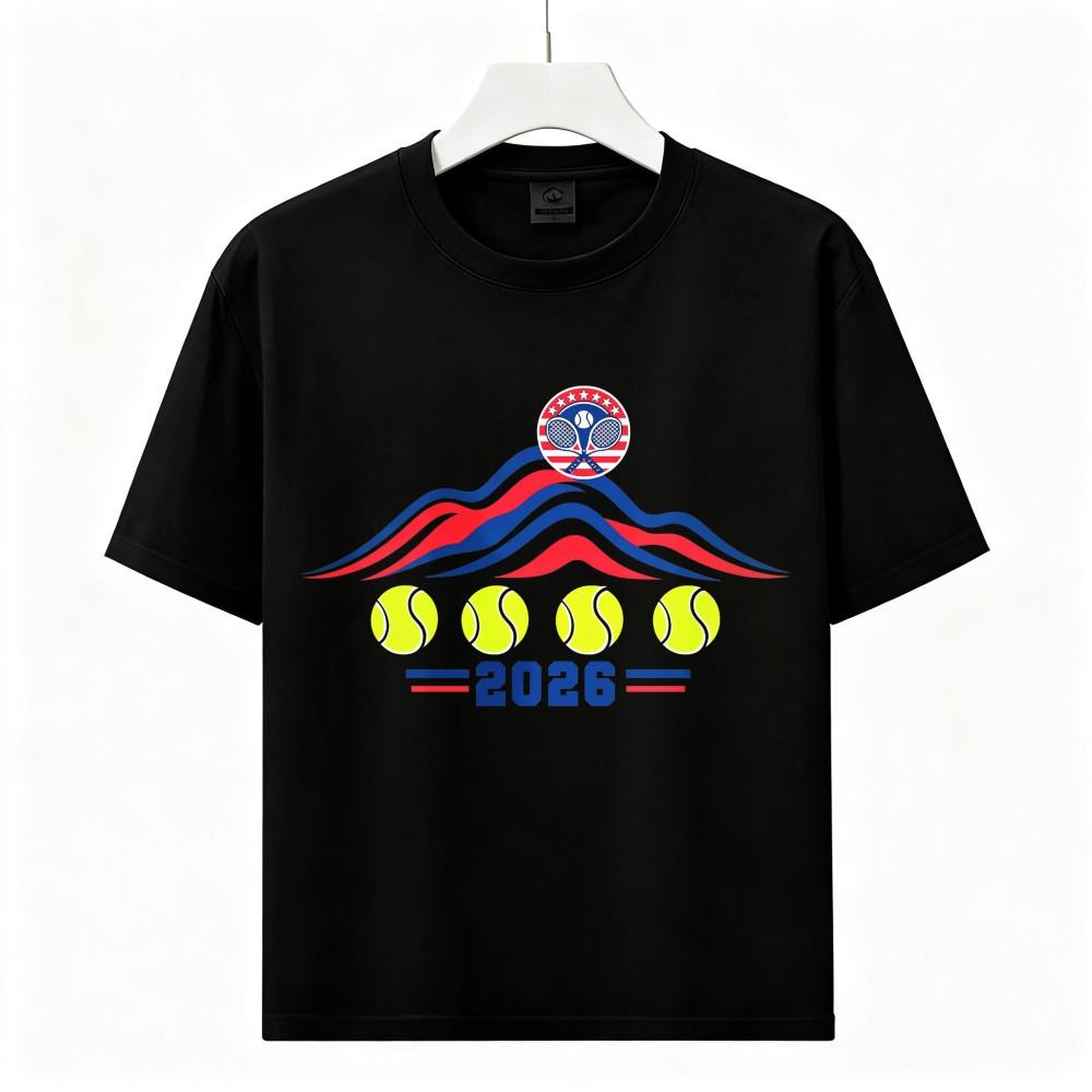 2026 Tennis Graphic T-Shirt USA Flag Style Unisex Tee Sports Fan Game Day Shirt
