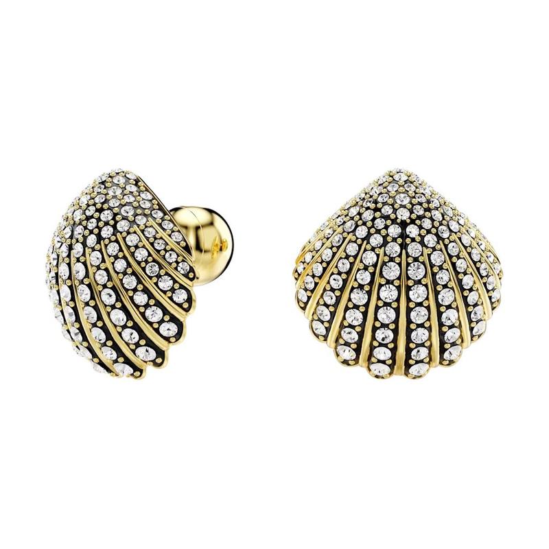 Swarovski Кристальная инкрустация в форме ракушки, имитация кристалла, золотистый тон, пусеты, женские золотые 5683970