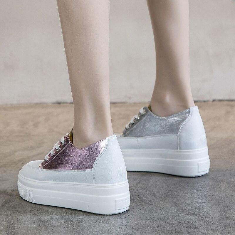 Fujin 8cm New Genuine Leather Platform Spring Autumn Chunky Sneaker Casual Hidden Women Vulcanize Comfy Summer Mixed Color Shoes