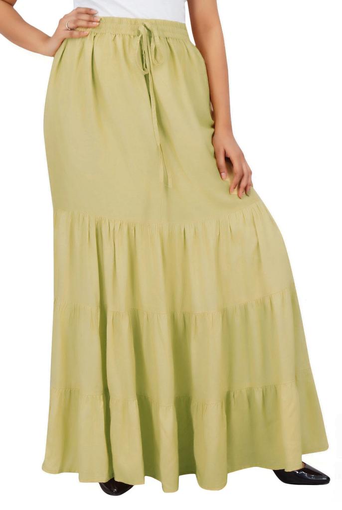 Bimba Длинная расклешенная юбка макси-ярус в стиле бохо с эластичной резинкой на талии из вискозы в стиле бохо