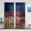 Bird Flock In The Sky Chiffon Tulle Curtains for Living Room Bedroom Kitchen Decorative Sheer Voile Curtain Window Treatments