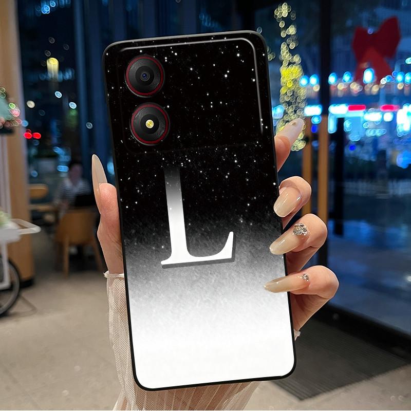 New Design Letter Flower Pattern Soft Silicone Black Phone Case For ZTE Blade A34 4G Anti-scratch Shell ZTE Blade A34 4G Casing