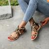 Летние женские сандалии большого размера на плоской подошве с леопардовым принтом и перфорацией