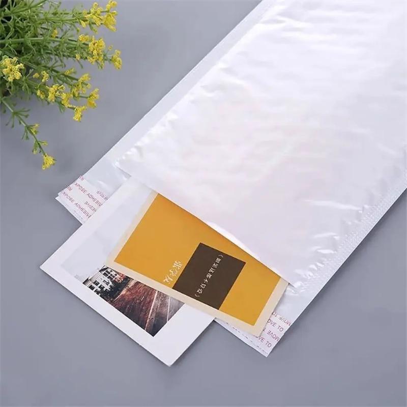 50Pcs Durable Soft Bubble Mailers Pearlescent Film Waterproof Shipping Bags Self Sealing White Foam Envelope Packaging Bag
