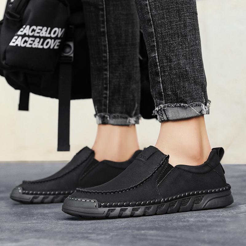 Новые мужские повседневные туфли, кожаные мокасины ручной работы, удобные мужские туфли, качественные мокасины из спилка на плоской подошве, мужские кроссовки, размер 46