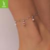Серебряный браслет на ногу с черепахой S925, популярный летний браслет на ногу с лунным камнем