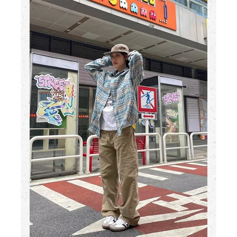 Мужская рубашка-рубашка с длинным рукавом в стиле ретро в американском стиле 2024 года на осень