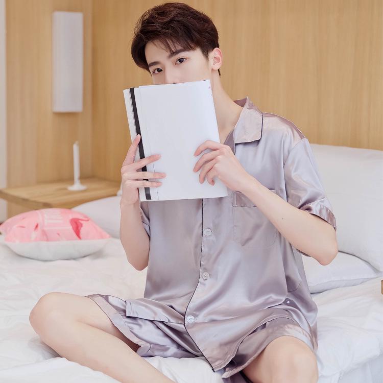 Хань Ятун Шелковый Комплект Пижам для Пары: Осенний кардиган с длинным рукавом для дома