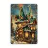 1pc Vintage Christmas Cottage Iron Metal Tin Sign, 8x12 Inch Festive Hanging Wall Art for Home, Office, Bar, Cafe, Library, and Garage Decor