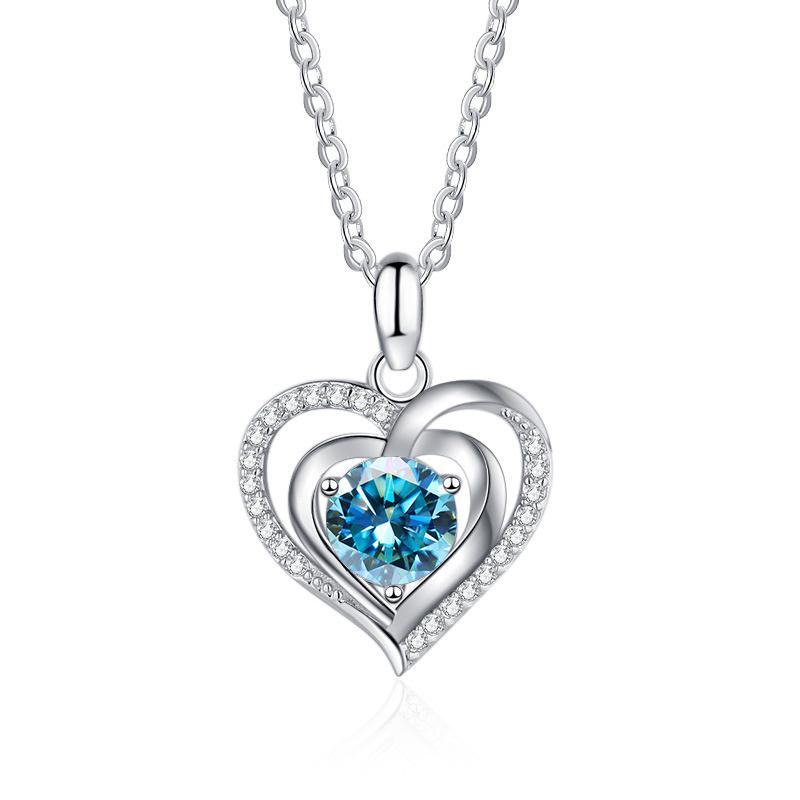 Bague Ringen Серебряное ожерелье из стерлингового серебра 925 пробы с сердцем океана, женская цепочка на ключицы, простой легкий роскошный дизайн, кулон с двойным сердцем