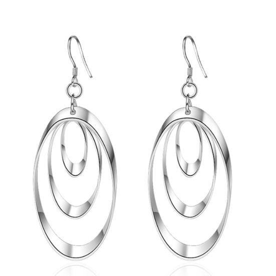 1 пара висячих сережек, декоративные антиаллергические блестящие серьги с 3 кольцами, длинные, с подвесками для банкета