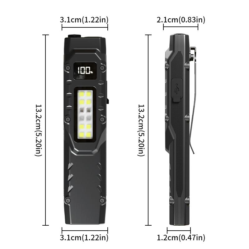 Portable EDC Torch Flashlight USB Rechargeable Hand Flashlight IPX44 Waterproof LED Work Light for Emergency Camping