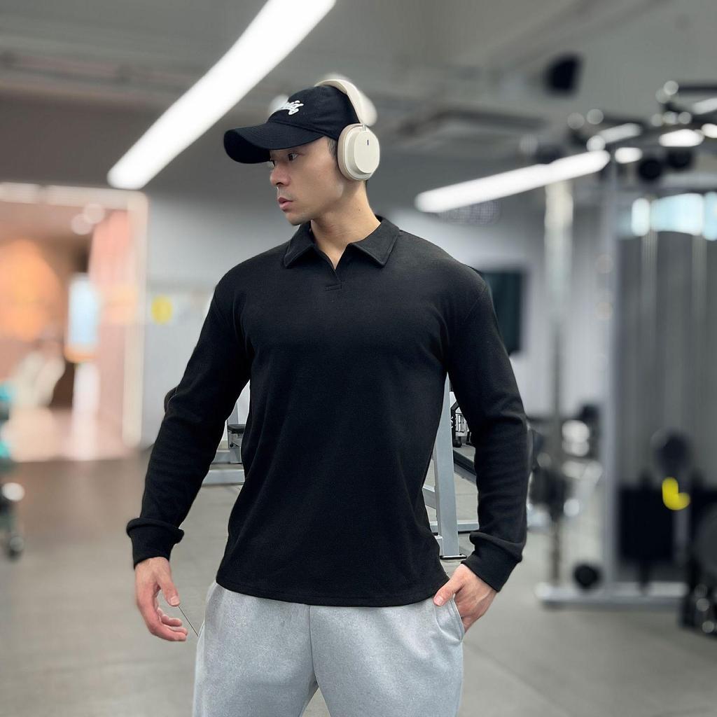 Мужской Тяжелый Двусторонний Теплосберегающий Приталенный Базовый Слой на Молнии с Длинным Рукавом Высокой Эластичности для Фитнеса Осень/Зима.