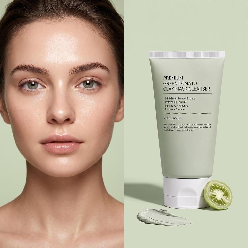 Two-in-one Green Tomato Cleansing Mud Film Double-effect One-in-one Refreshing Cleansing Skin, Softness and Fine Texture Oral Care