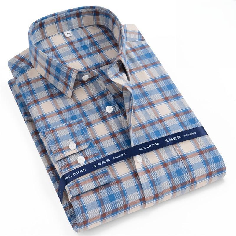 Новые рубашки из 100% чистого хлопка Оксфорд Мужская однотонная рубашка с длинным рукавом Стандартный крой Мужская с карманом Повседневная Осенняя Мужская рубашка 7XL 8XL