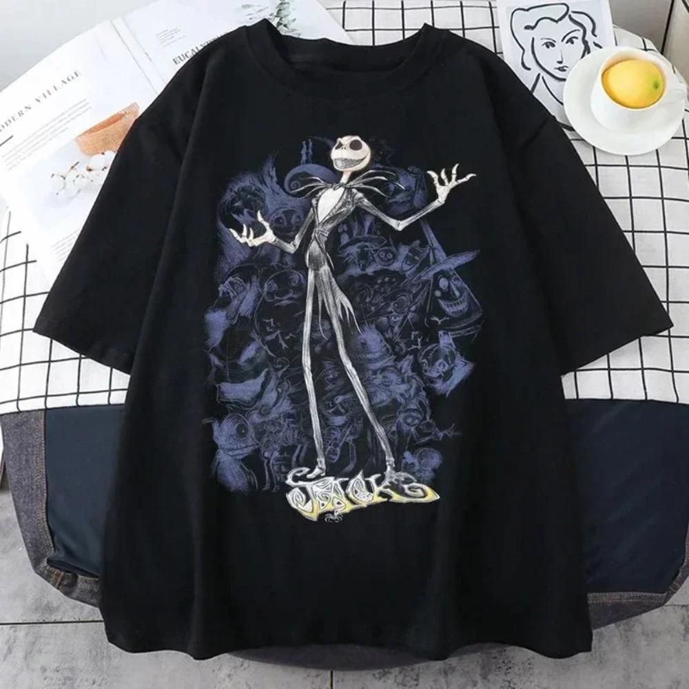 Мужская футболка «Кошмар перед Рождеством» с принтом, короткий рукав, готическая уличная одежда, унисекс, готический ретро свободный топ, Y2K футболка