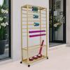 16 Rods Ribbon Holder Gold Iron Organizer Rack, 80x32x150cm with 4 Wheels Floor Mount for Florists Homes