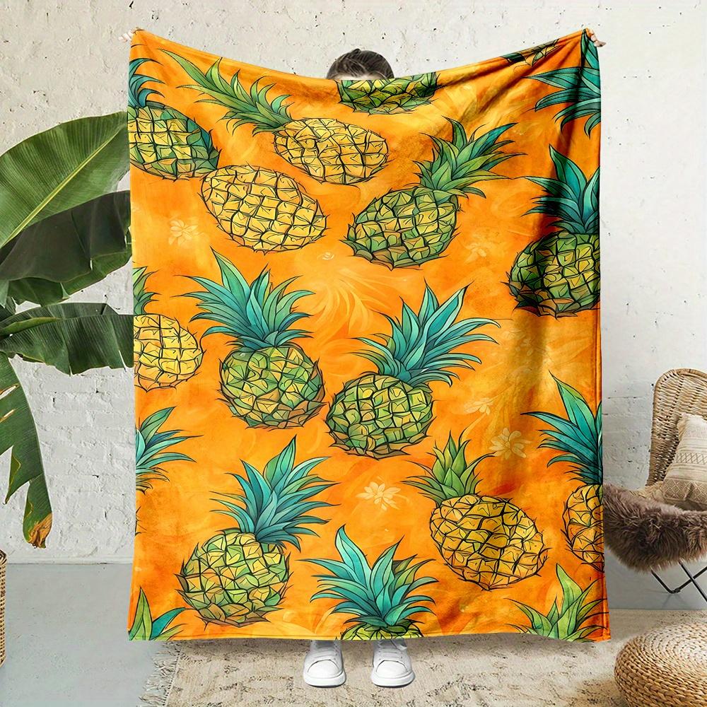 Pineapple cartoon-themed pattern Flannel printed blanket suitable for all seasons suitable for living room office sofa travel