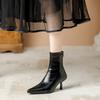 Женские короткие ботильоны-стилет с острым носком, новые облегающие ботинки на молнии сзади, французские эластичные короткие ботильоны челси для осени и зимы