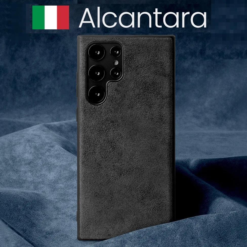 Luxury Alcantara Phone Case for Samsung Galaxy S25 Ultra S24 S23 Plus S22 S21 S20 FE Note10 Note 20 Business Suede Leather Case