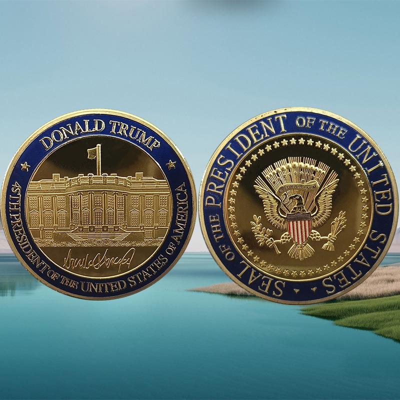 Памятная медаль Белого дома, двусторонняя painted color relief commemorative coin, золотая монета