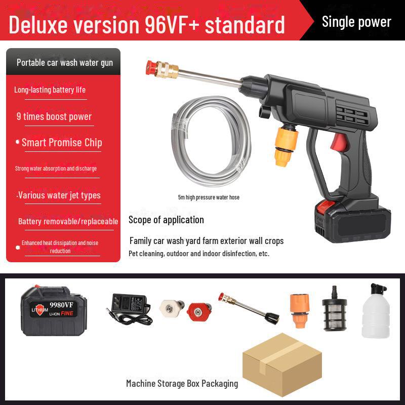 Wireless High-Pressure Car Wash Gun: Portable Lithium Battery Watering Tool for Home Use